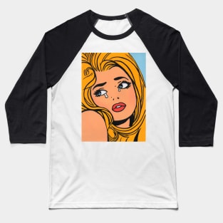 Pop Art crying girl 4 T-Shirt Baseball T-Shirt